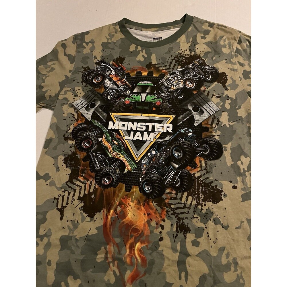 NEW Monster Jam Truck Camo T-Shirt MEDIUM Grave Digger Bigfoot Toro Loco Tour